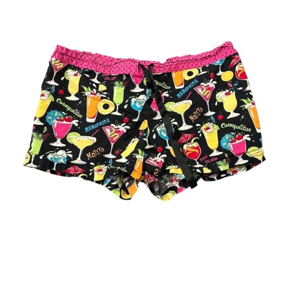 Nick & Nora Sleep Shorts Black Cocktail Margarita Print Cotton Pajama Bottom